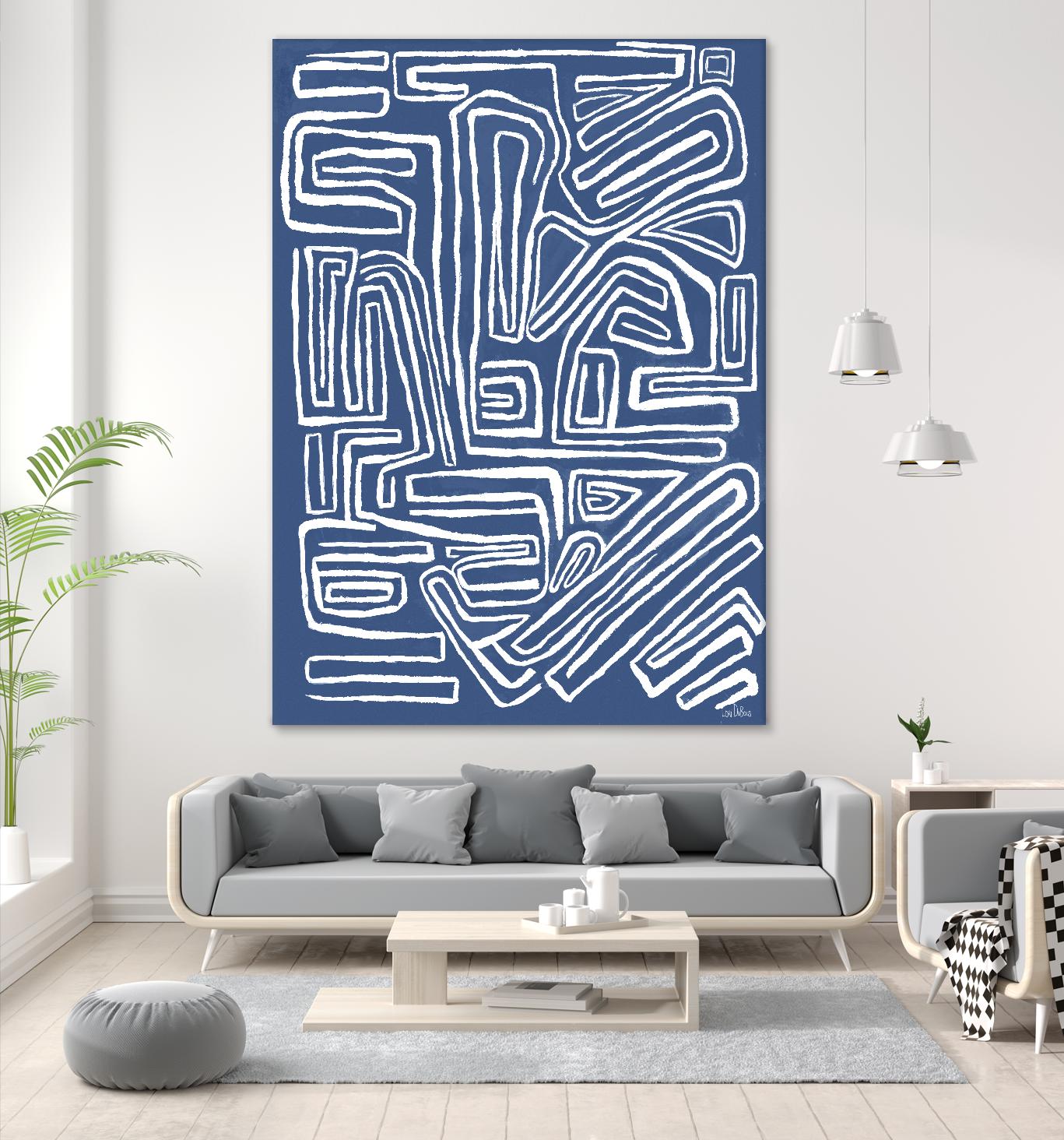 Centric - Blue - 14 by Lori Dubois on GIANT ART - blue linear monochrome
