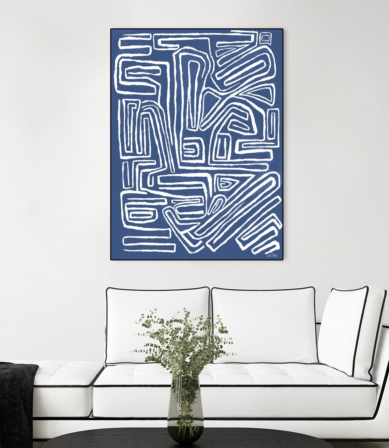 Centric - Blue - 14 by Lori Dubois on GIANT ART - blue linear monochrome