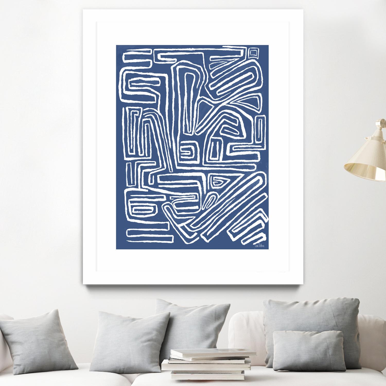 Centric - Blue - 14 by Lori Dubois on GIANT ART - blue linear artistes du québec