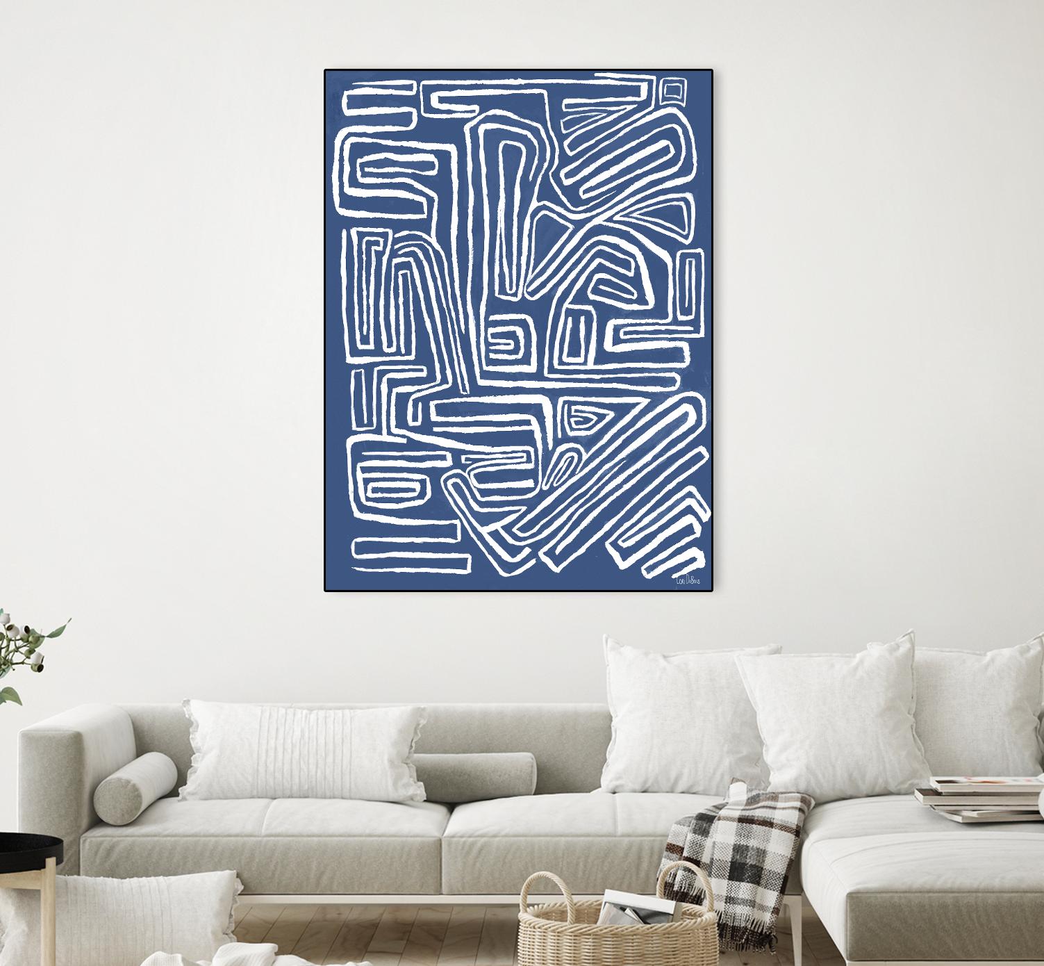 Centric - Blue - 14 by Lori Dubois on GIANT ART - blue linear monochrome