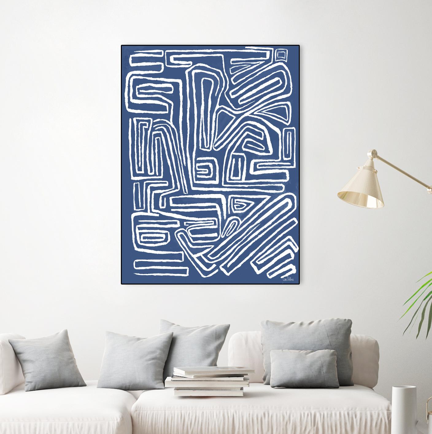 Centric - Blue - 14 by Lori Dubois on GIANT ART - blue linear monochrome