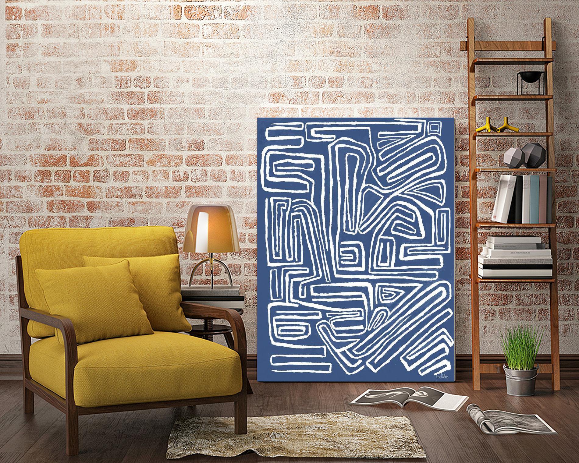 Centric - Blue - 14 by Lori Dubois on GIANT ART - blue linear artistes du québec