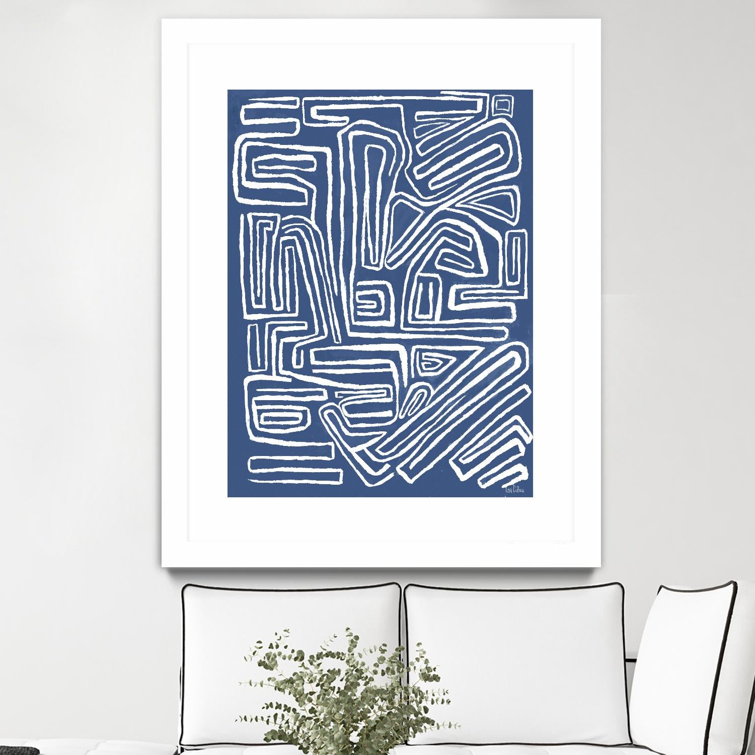 Centric - Blue - 14 by Lori Dubois on GIANT ART - blue linear artistes du québec