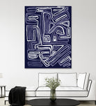 Centric - Navy - 5 by Lori Dubois on GIANT ART - blue linear ton sur ton