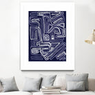 Centric - Navy - 5 by Lori Dubois on GIANT ART - blue linear artistes du québec