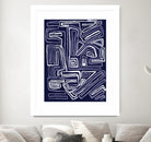 Centric - Navy - 5 by Lori Dubois on GIANT ART - blue linear artistes du québec