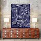 Centric - Navy - 5 by Lori Dubois on GIANT ART - blue linear artistes du québec