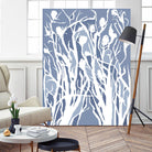 Vine and Dove - Med Blue - 15 by Lori Dubois on GIANT ART - white linear grass