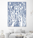 Vine and Dove - Med Blue - 15 by Lori Dubois on GIANT ART - white linear grass