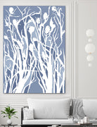 Vine and Dove - Med Blue - 15 by Lori Dubois on GIANT ART - white linear grass