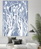 Vine and Dove - Med Blue - 15 by Lori Dubois on GIANT ART - white linear grass