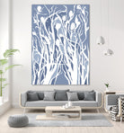 Vine and Dove - Med Blue - 15 by Lori Dubois on GIANT ART - white linear grass