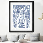Vine and Dove - Med Blue - 15 by Lori Dubois on GIANT ART - white linear grass