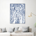 Vine and Dove - Med Blue - 15 by Lori Dubois on GIANT ART - white linear grass