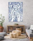 Vine and Dove - Med Blue - 15 by Lori Dubois on GIANT ART - white linear grass