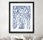 Vine and Dove - Med Blue - 15 by Lori Dubois on GIANT ART - white linear grass