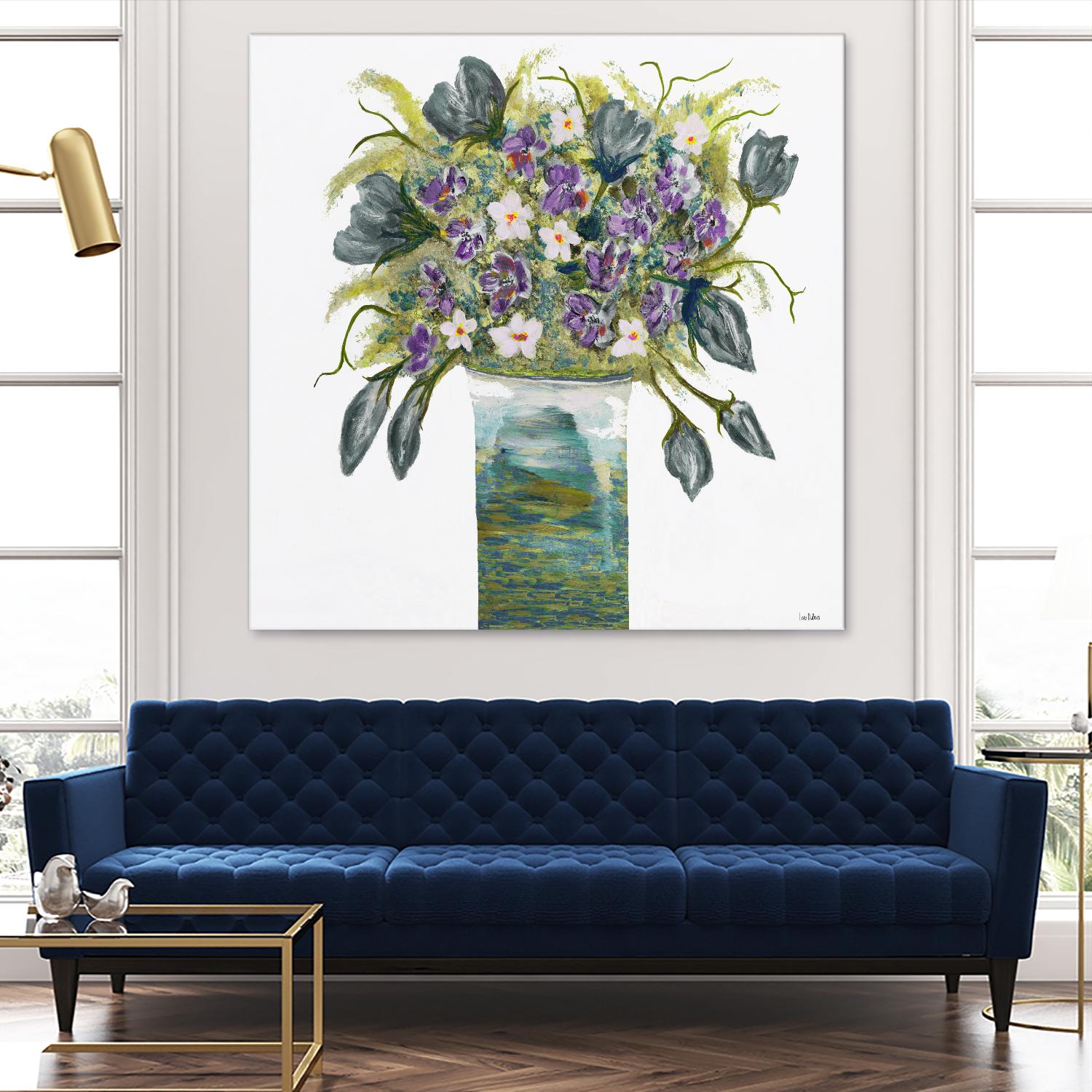 Garden Bouquet - Blue - 4 by Lori Dubois on GIANT ART - white floral bouquet