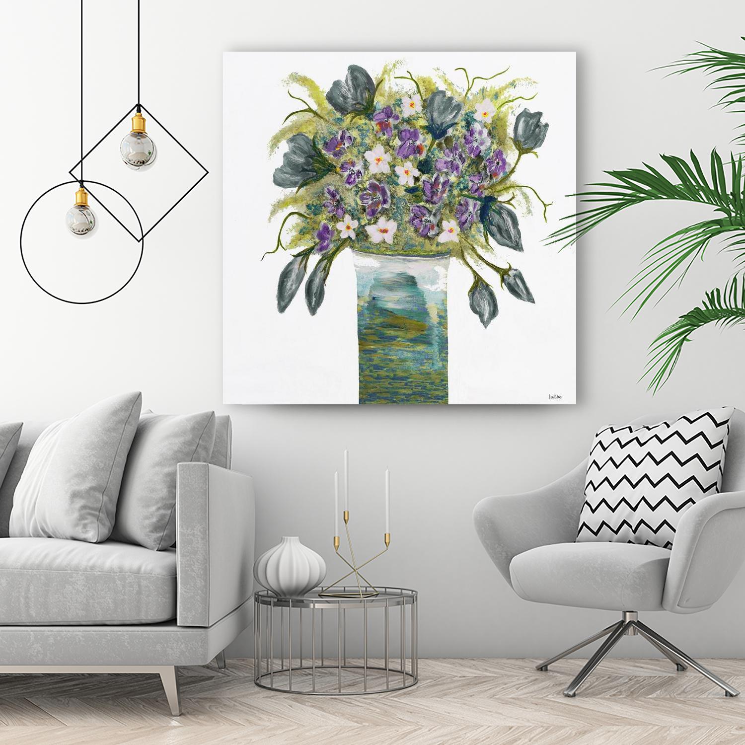 Garden Bouquet - Blue - 4 by Lori Dubois on GIANT ART - white floral bouquet