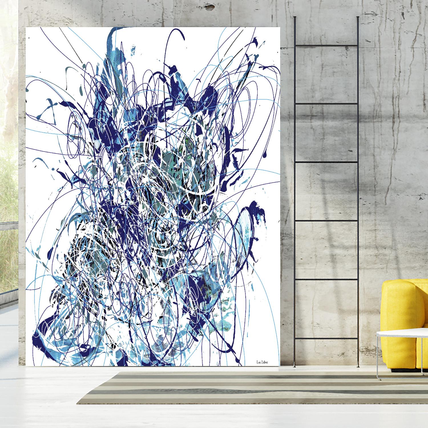 Weave - Blue - 1 by Lori Dubois on GIANT ART - blue linear mixed up