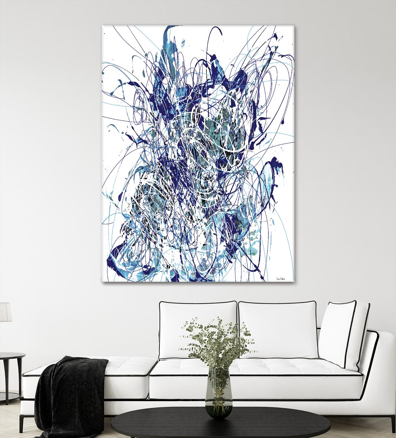 Weave - Blue - 1 by Lori Dubois on GIANT ART - blue linear mixed up