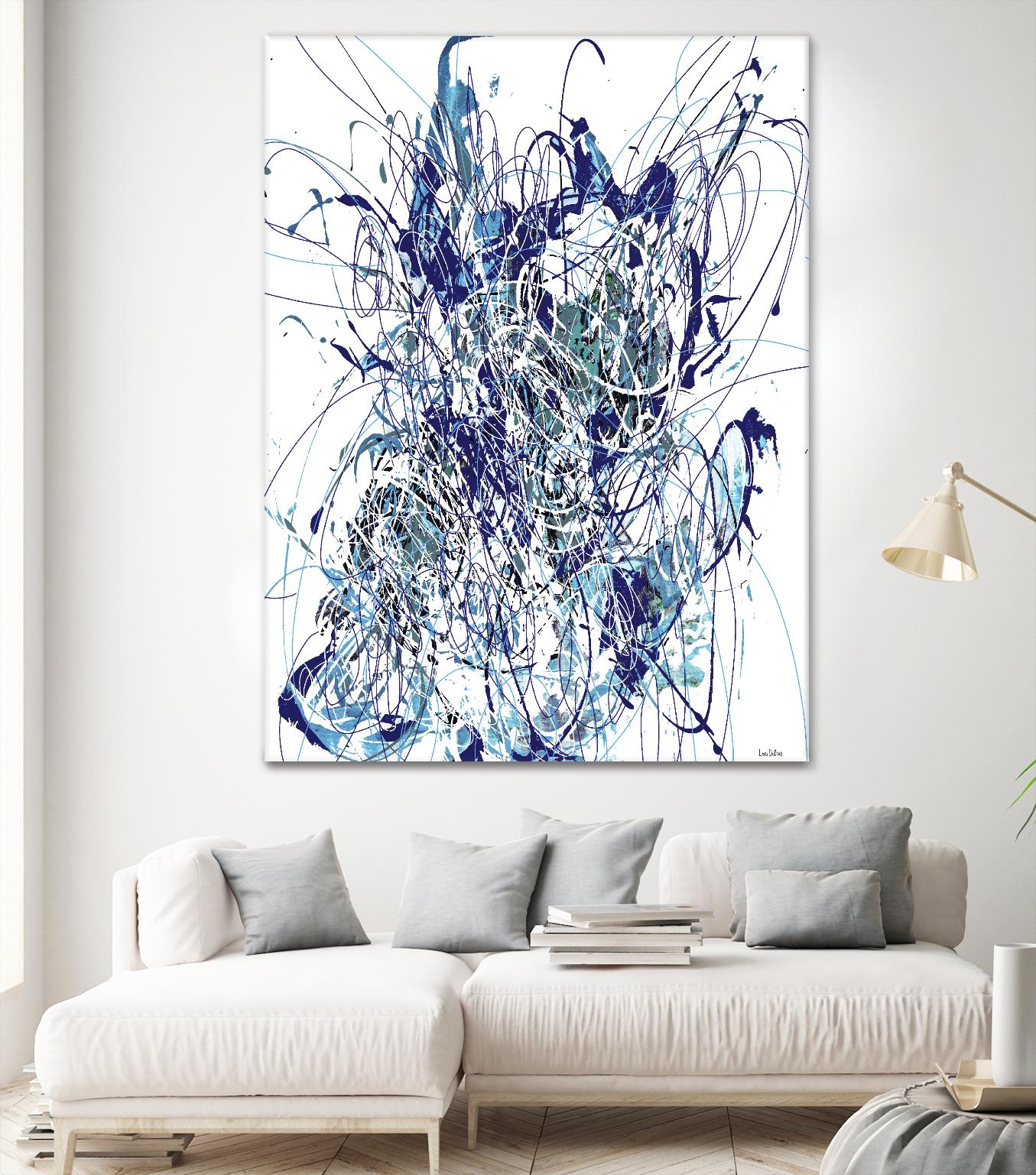 Weave - Blue - 1 by Lori Dubois on GIANT ART - blue linear mixed up