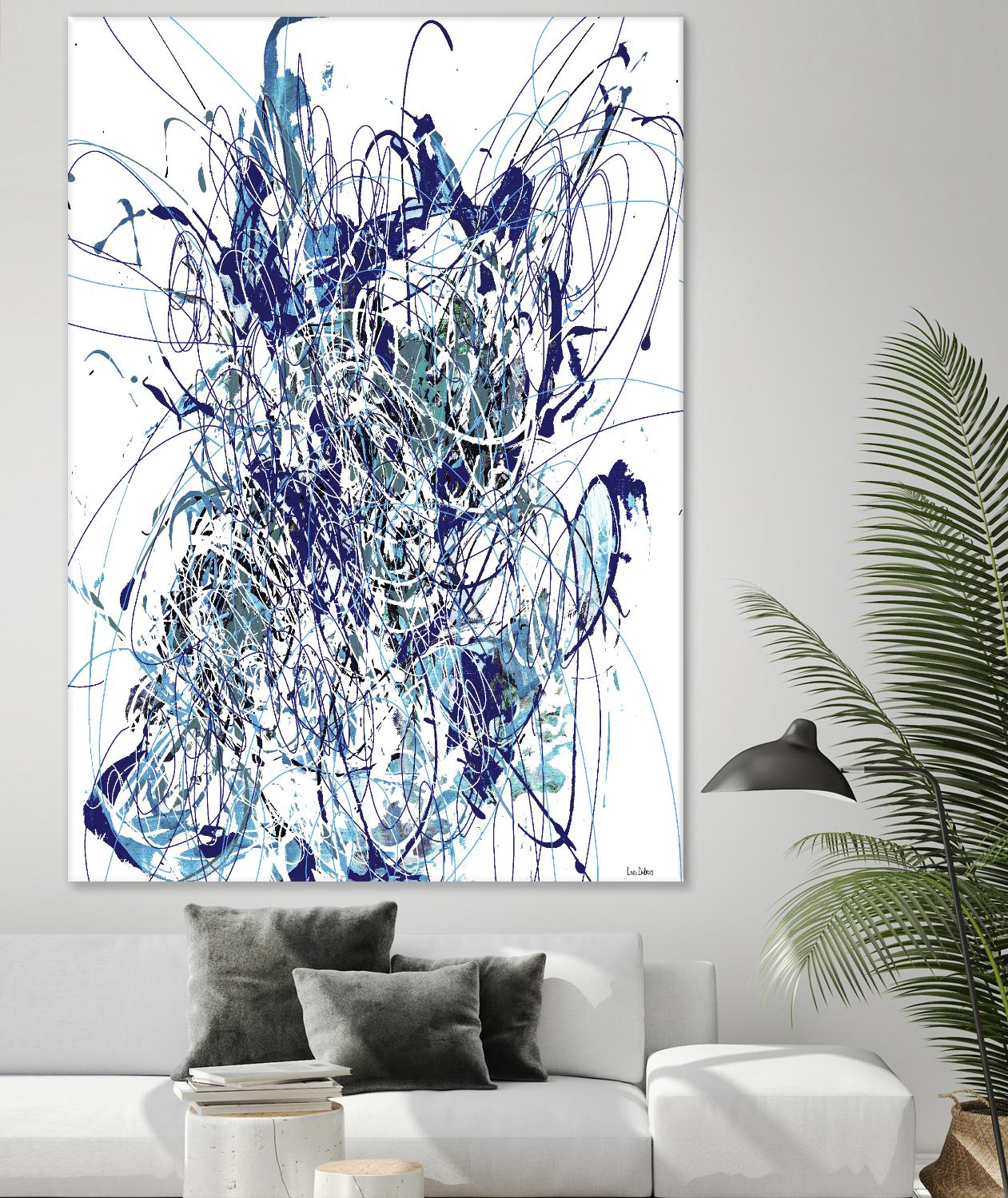 Weave - Blue - 1 by Lori Dubois on GIANT ART - blue linear mixed up