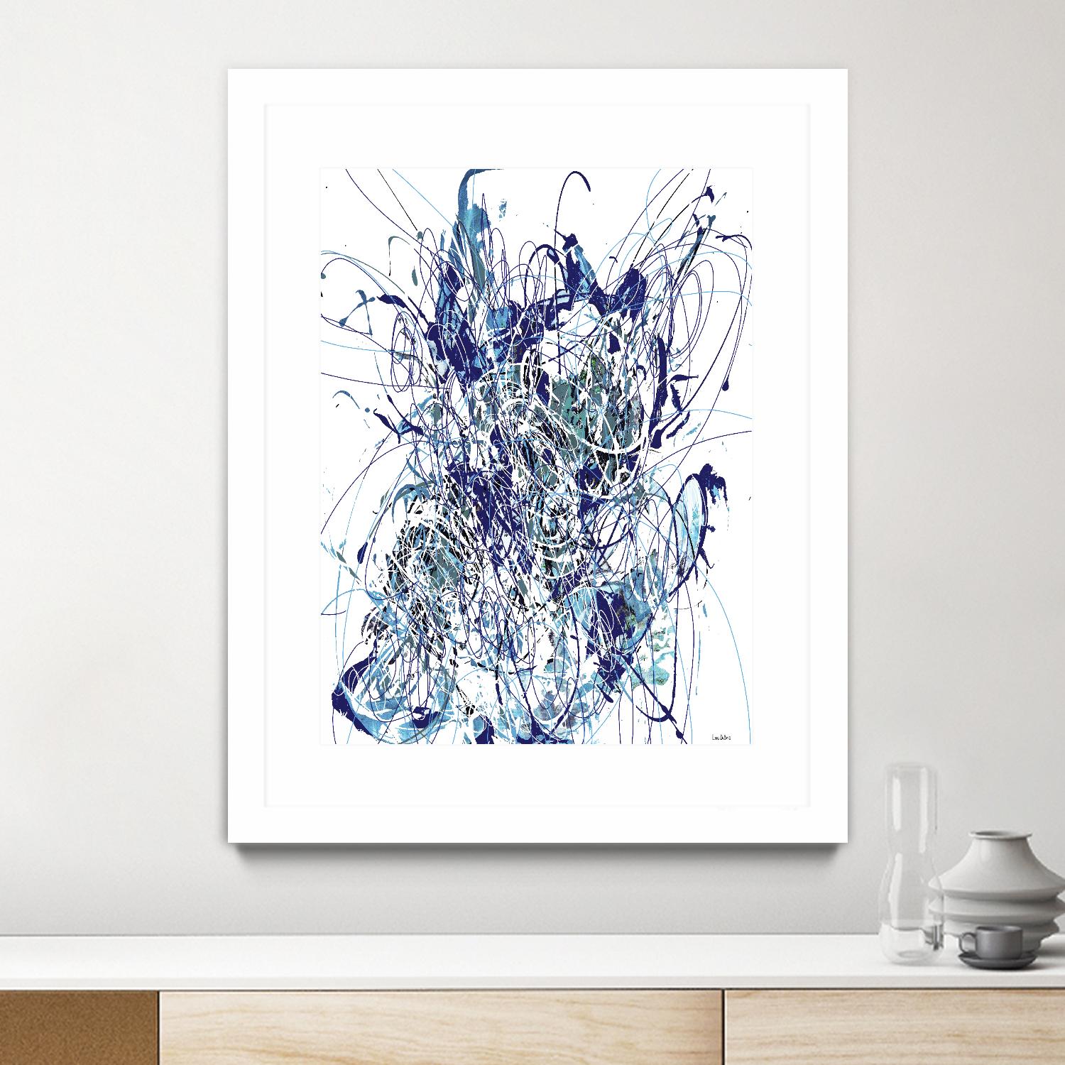 Weave - Blue - 1 by Lori Dubois on GIANT ART - blue linear mixed up