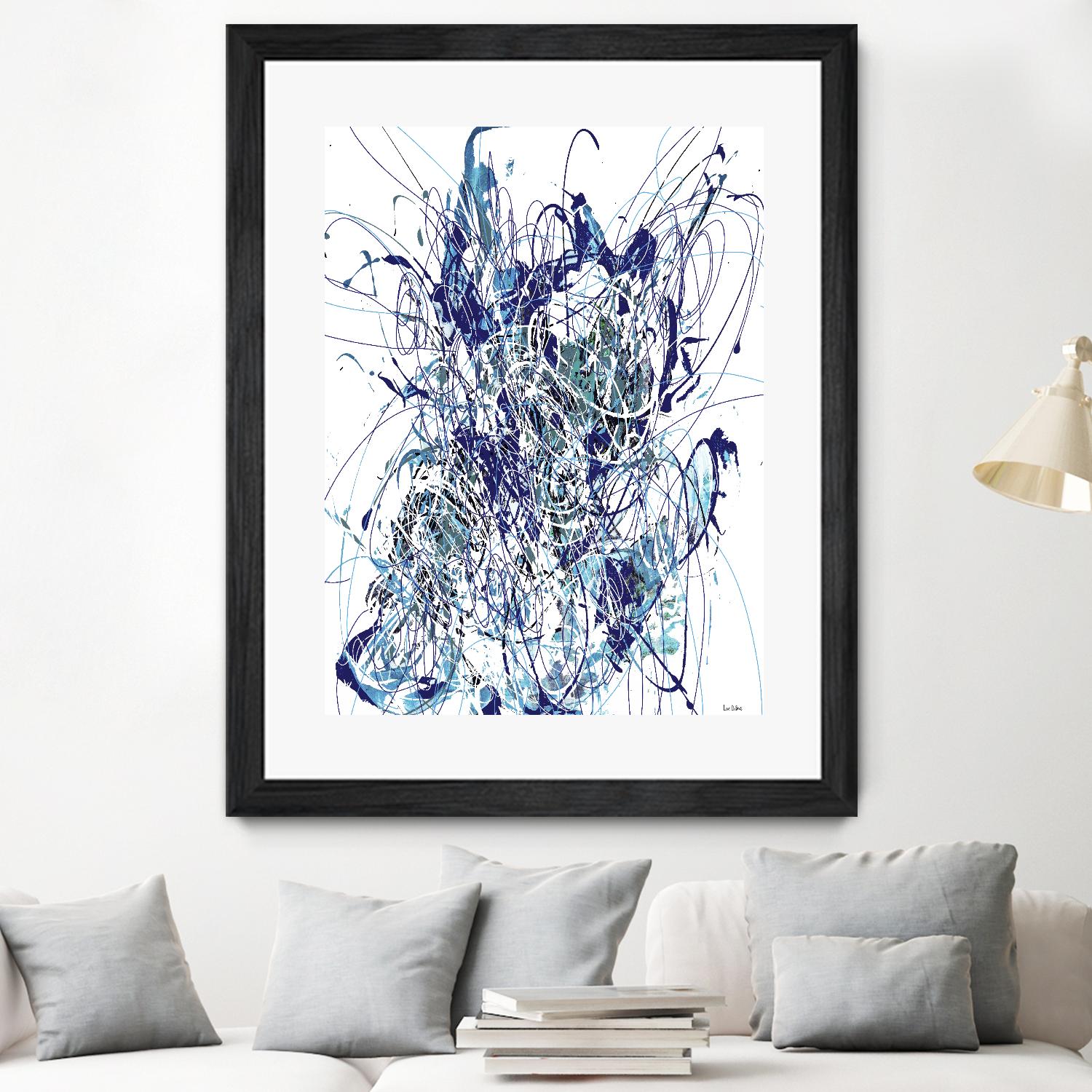 Weave - Blue - 1 by Lori Dubois on GIANT ART - blue linear mixed up