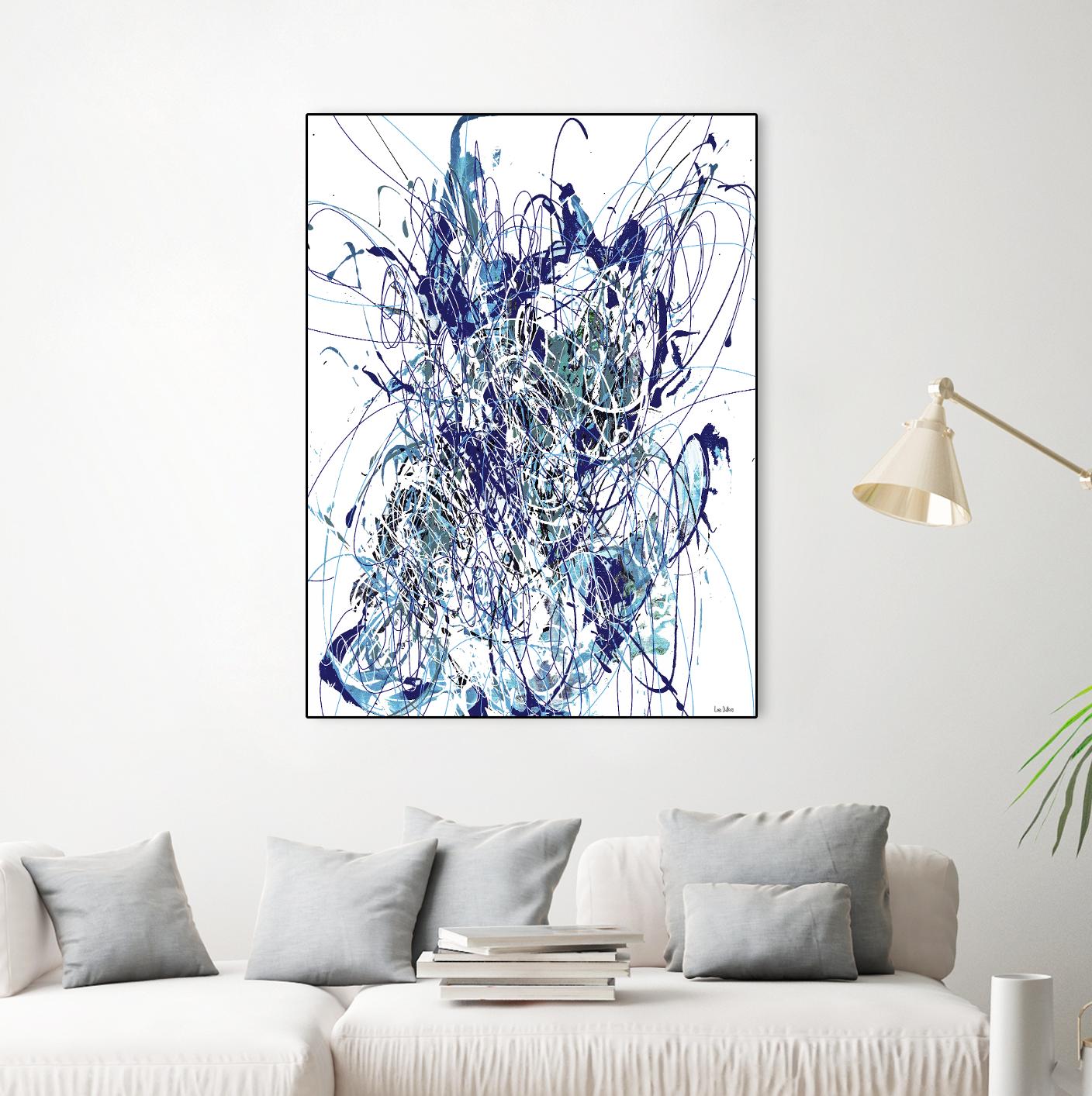 Weave - Blue - 1 by Lori Dubois on GIANT ART - blue linear mixed up