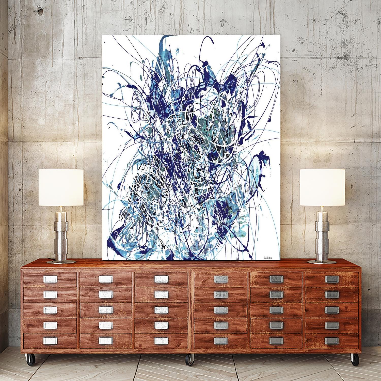 Weave - Blue - 1 by Lori Dubois on GIANT ART - blue linear mixed up