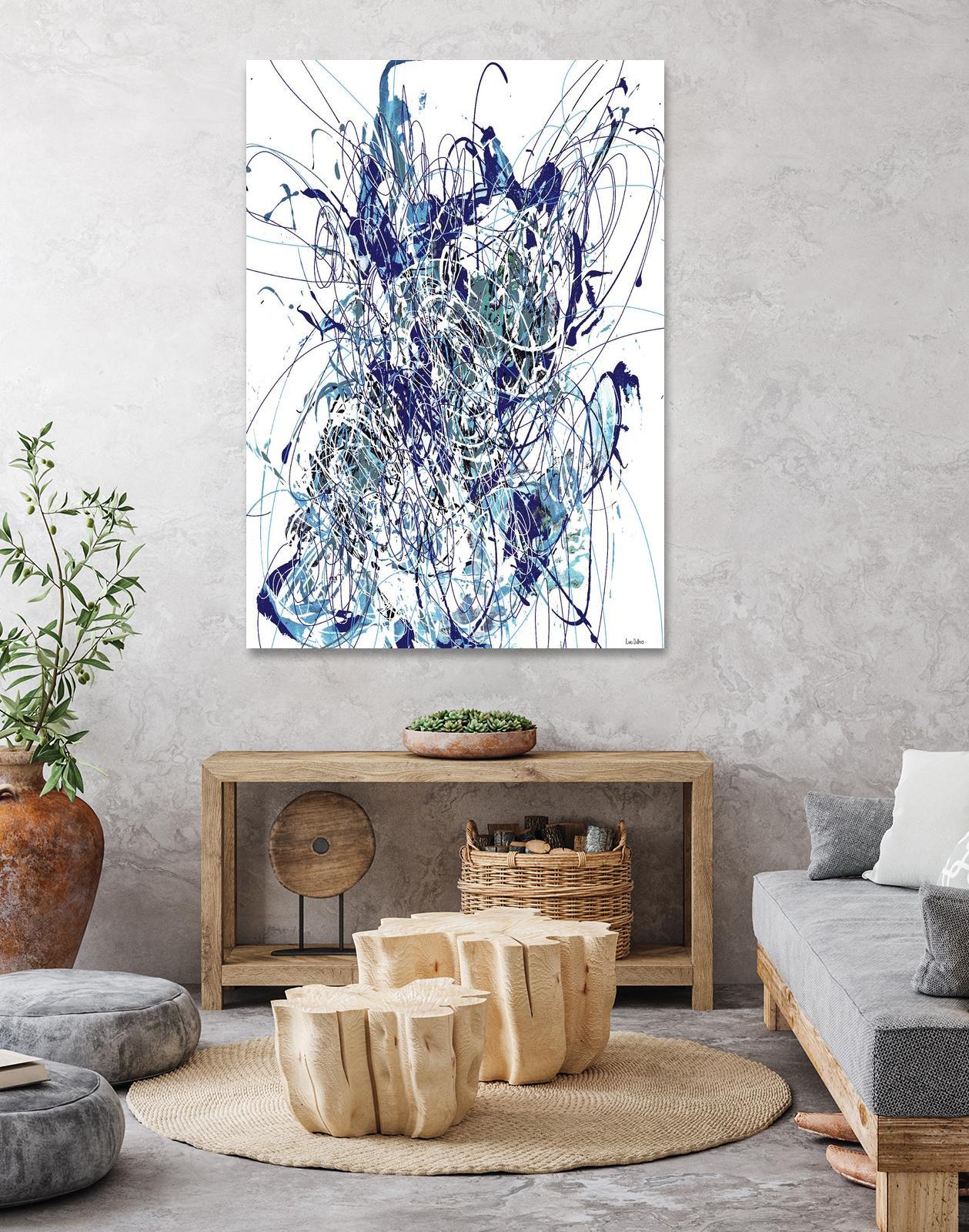 Weave - Blue - 1 by Lori Dubois on GIANT ART - blue linear mixed up