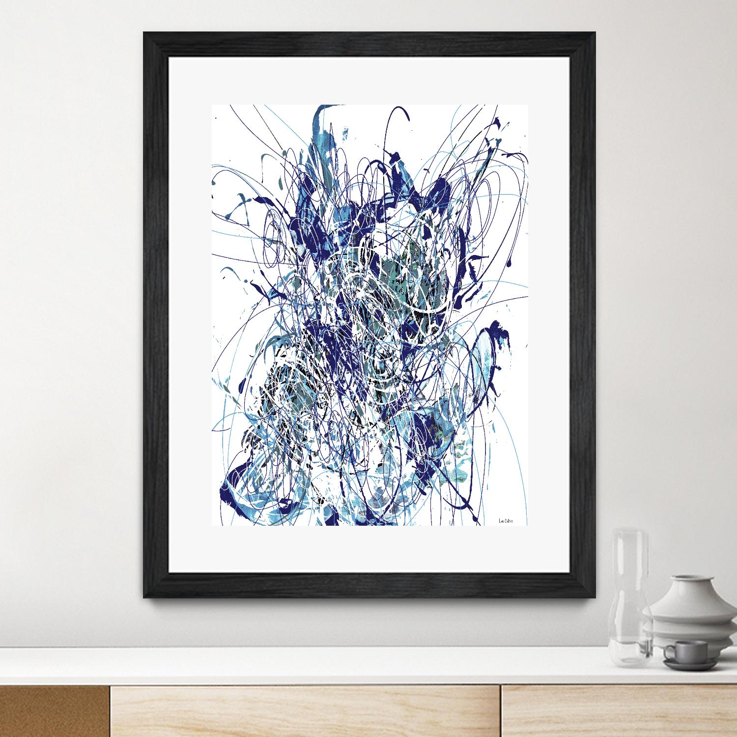 Weave - Blue - 1 by Lori Dubois on GIANT ART - blue linear mixed up