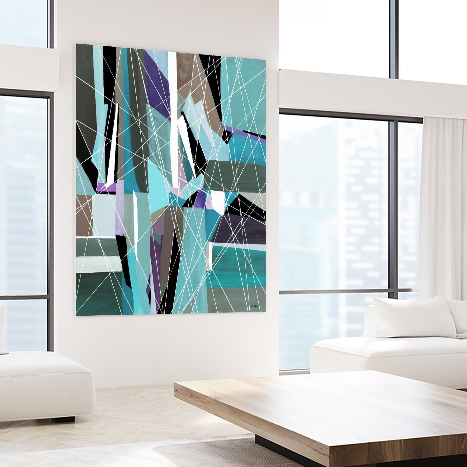 AquaGlass by Lori Dubois on GIANT ART - aqua linear black & white