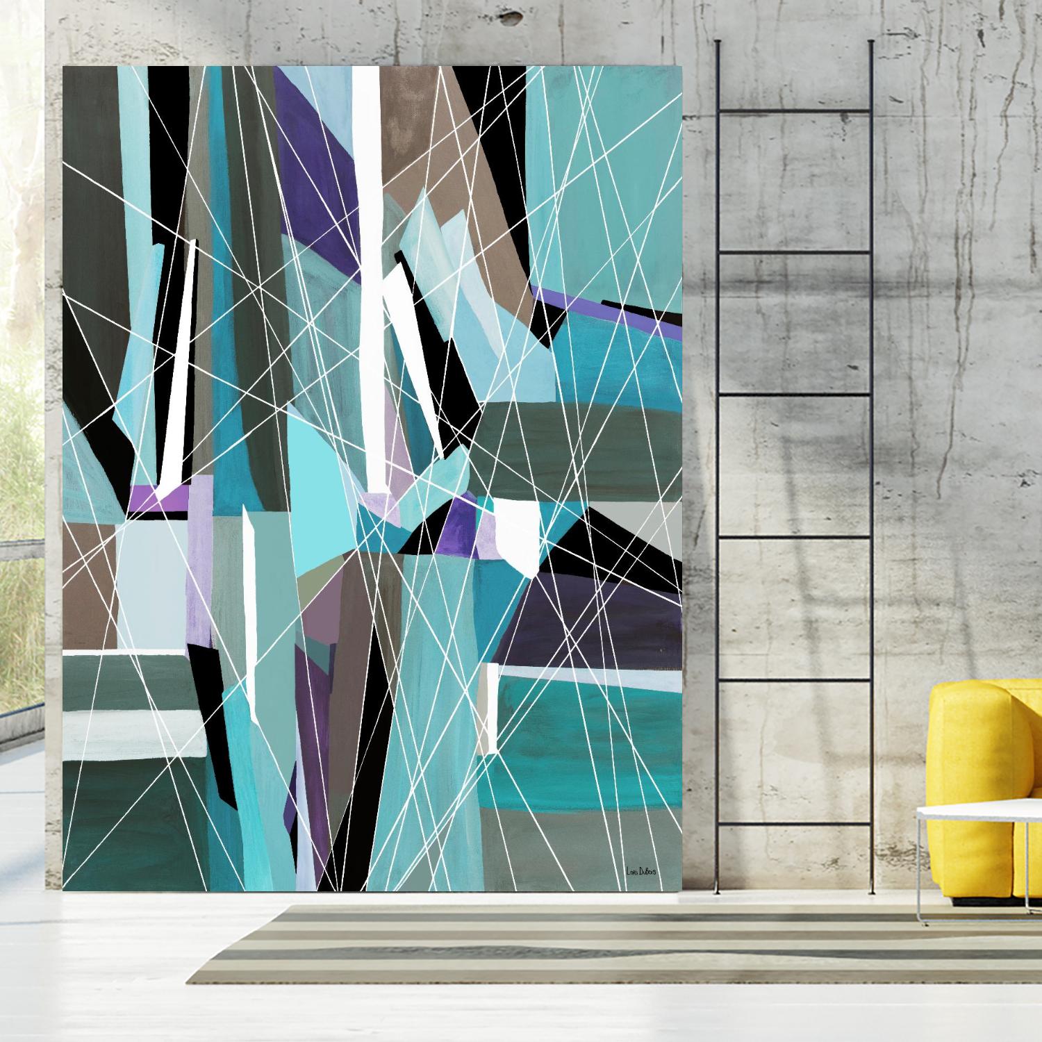 AquaGlass by Lori Dubois on GIANT ART - aqua linear black & white