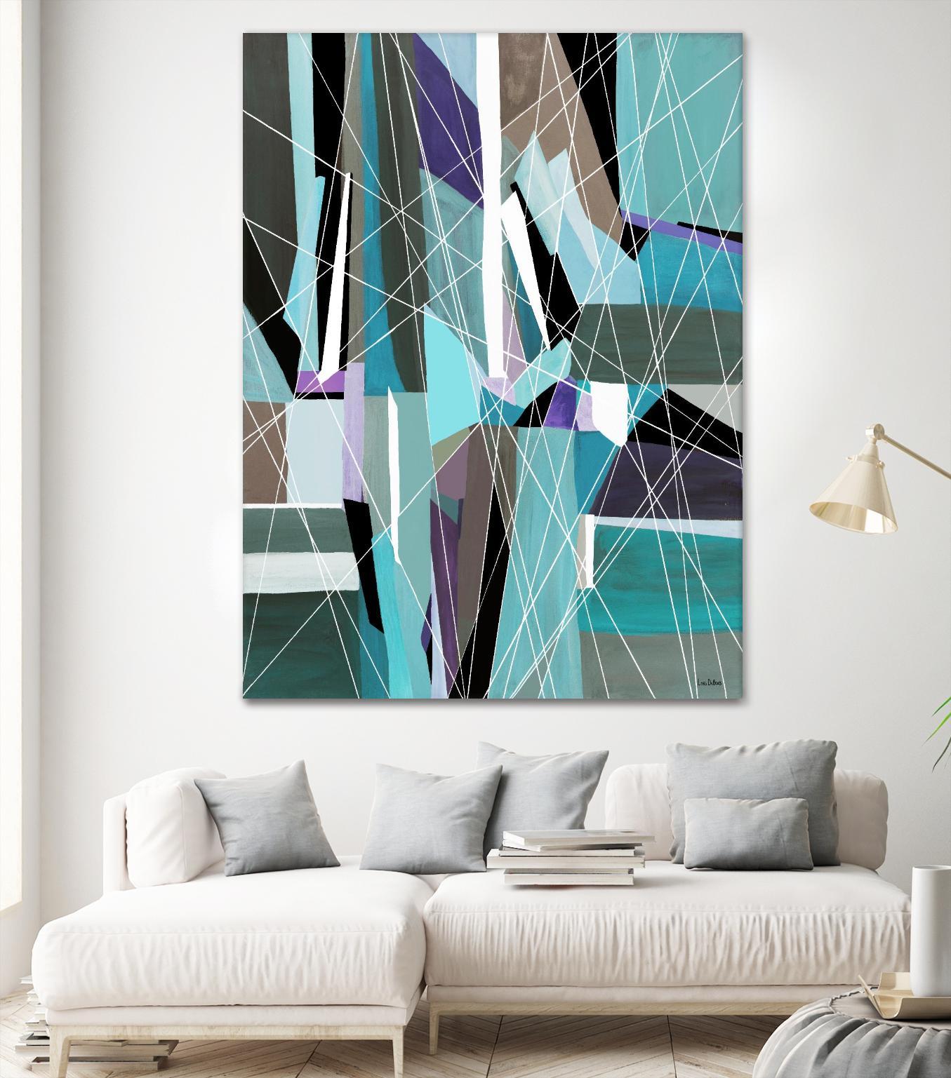 AquaGlass by Lori Dubois on GIANT ART - aqua linear black & white