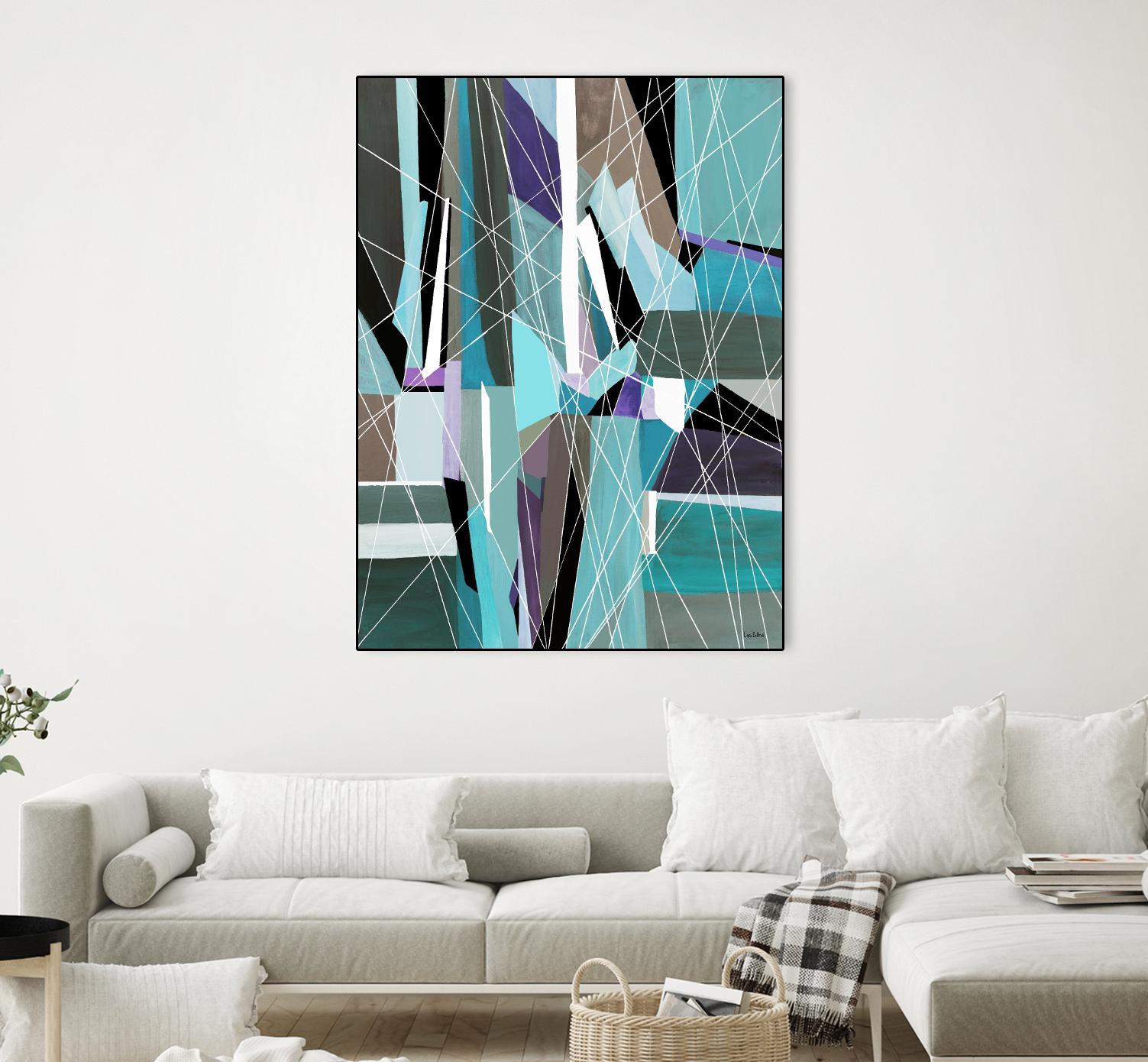 AquaGlass by Lori Dubois on GIANT ART - aqua linear black & white