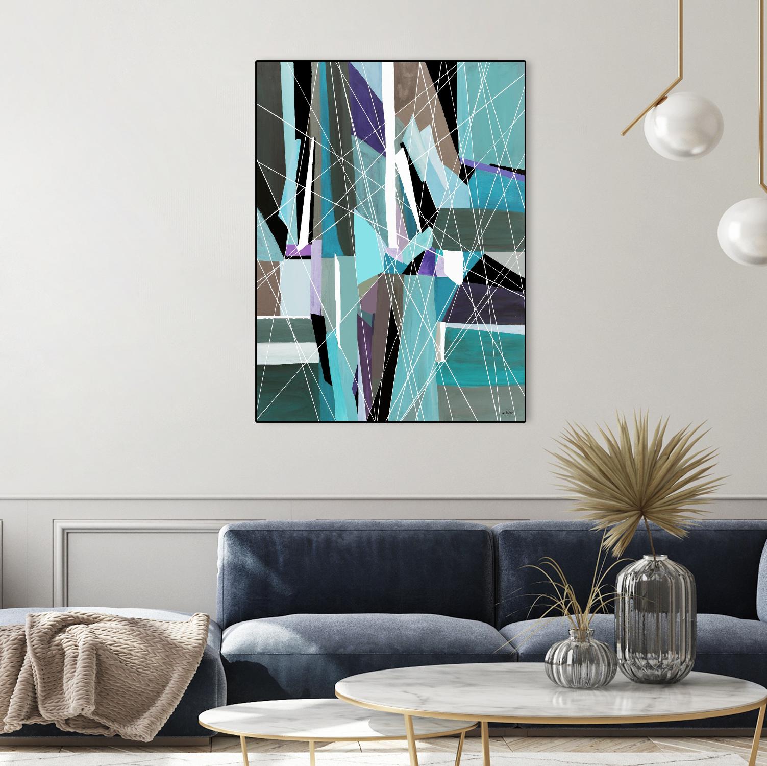 AquaGlass by Lori Dubois on GIANT ART - aqua linear black & white