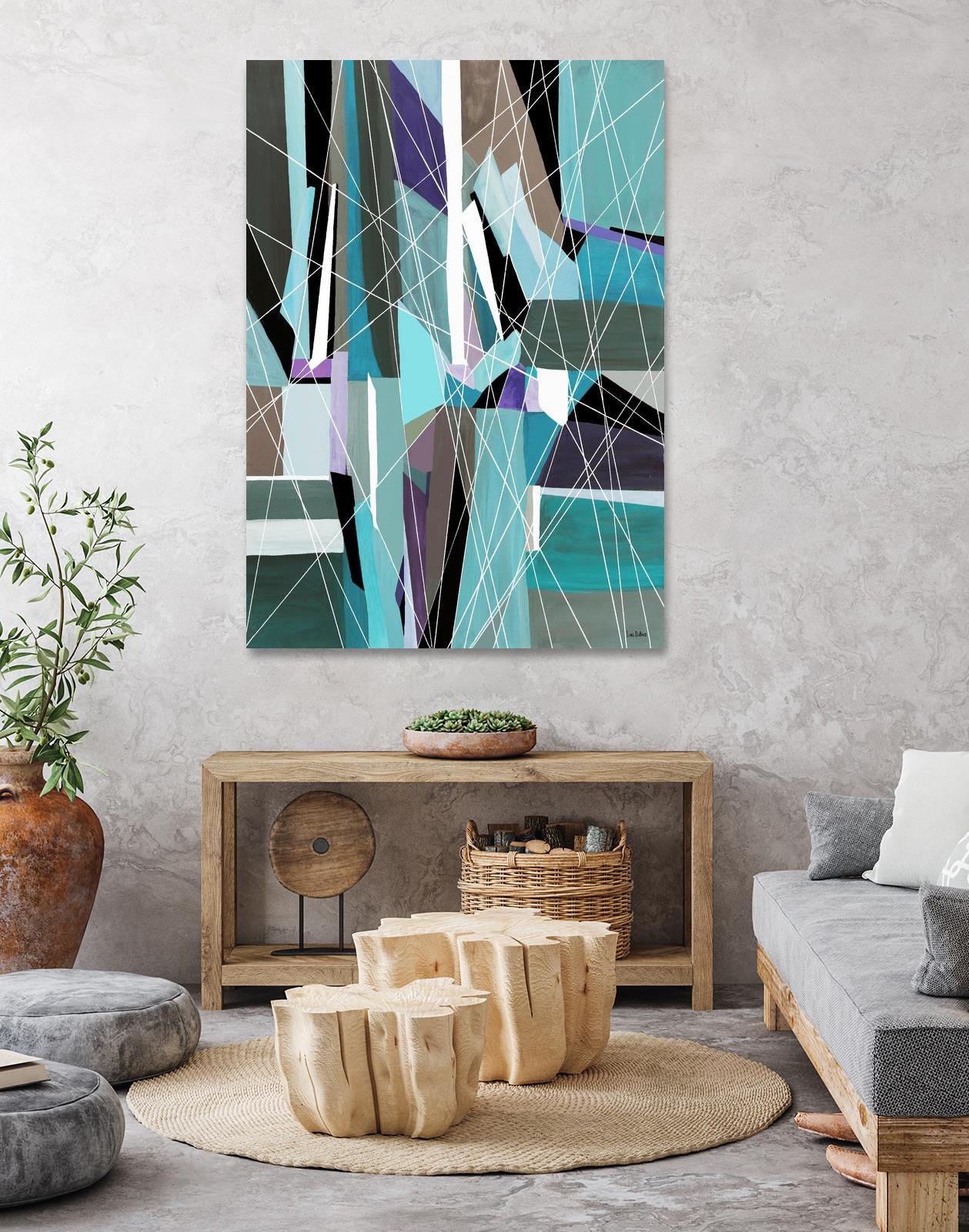 AquaGlass by Lori Dubois on GIANT ART - green linear aqua