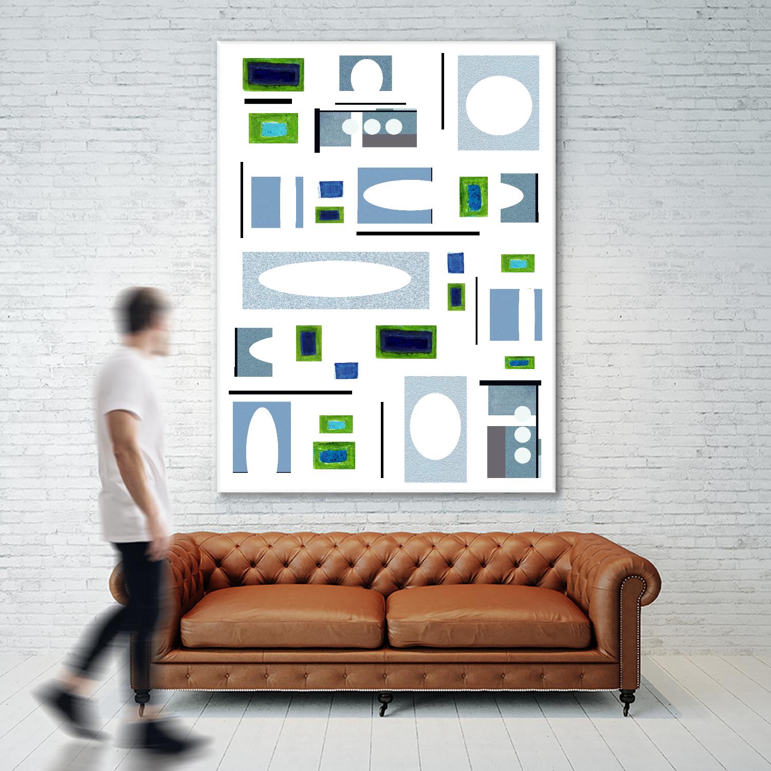 DottedLines by Lori Dubois on GIANT ART - green shapes black & white