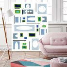 DottedLines by Lori Dubois on GIANT ART - green shapes black & white