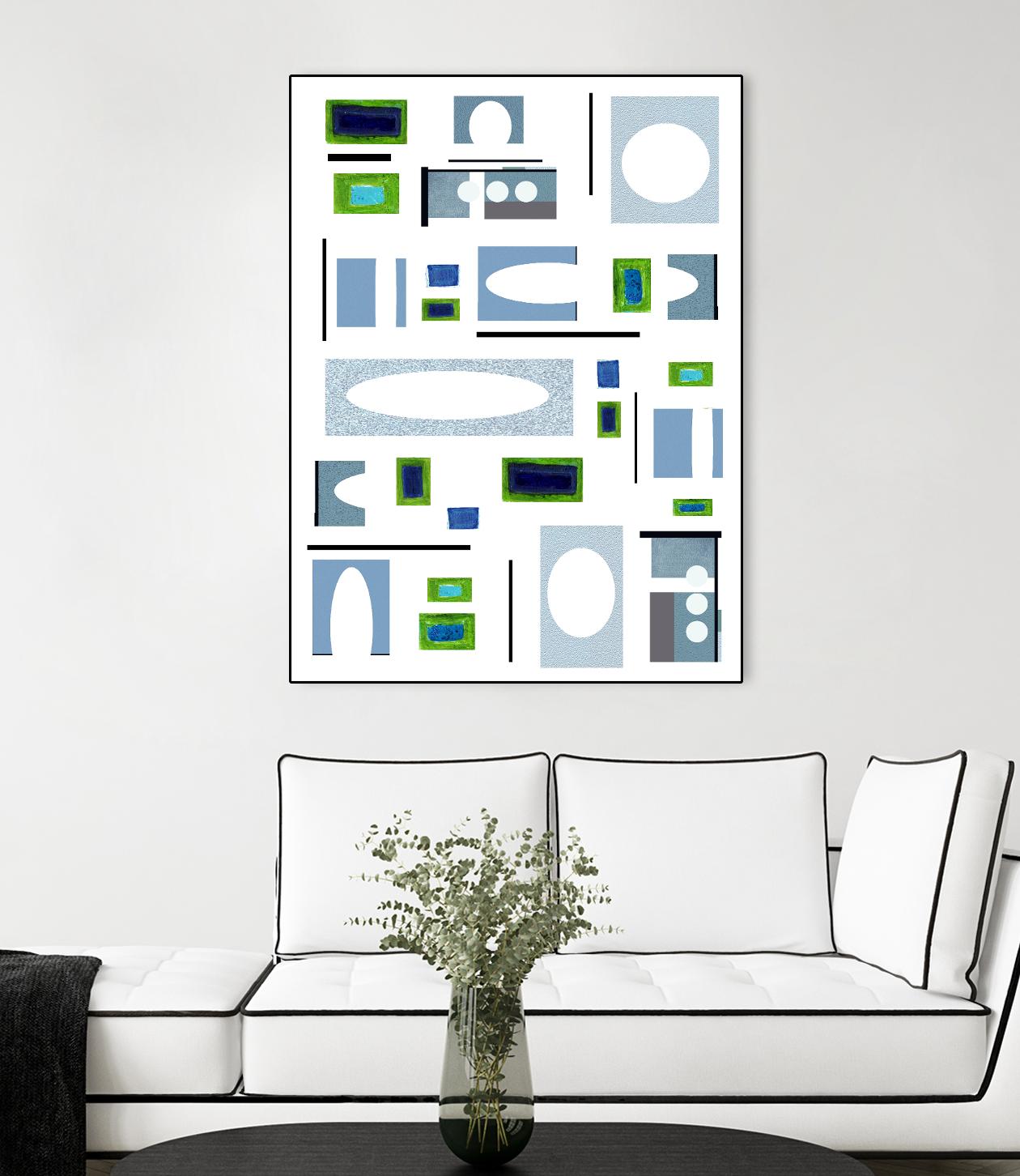 DottedLines by Lori Dubois on GIANT ART - green shapes black & white