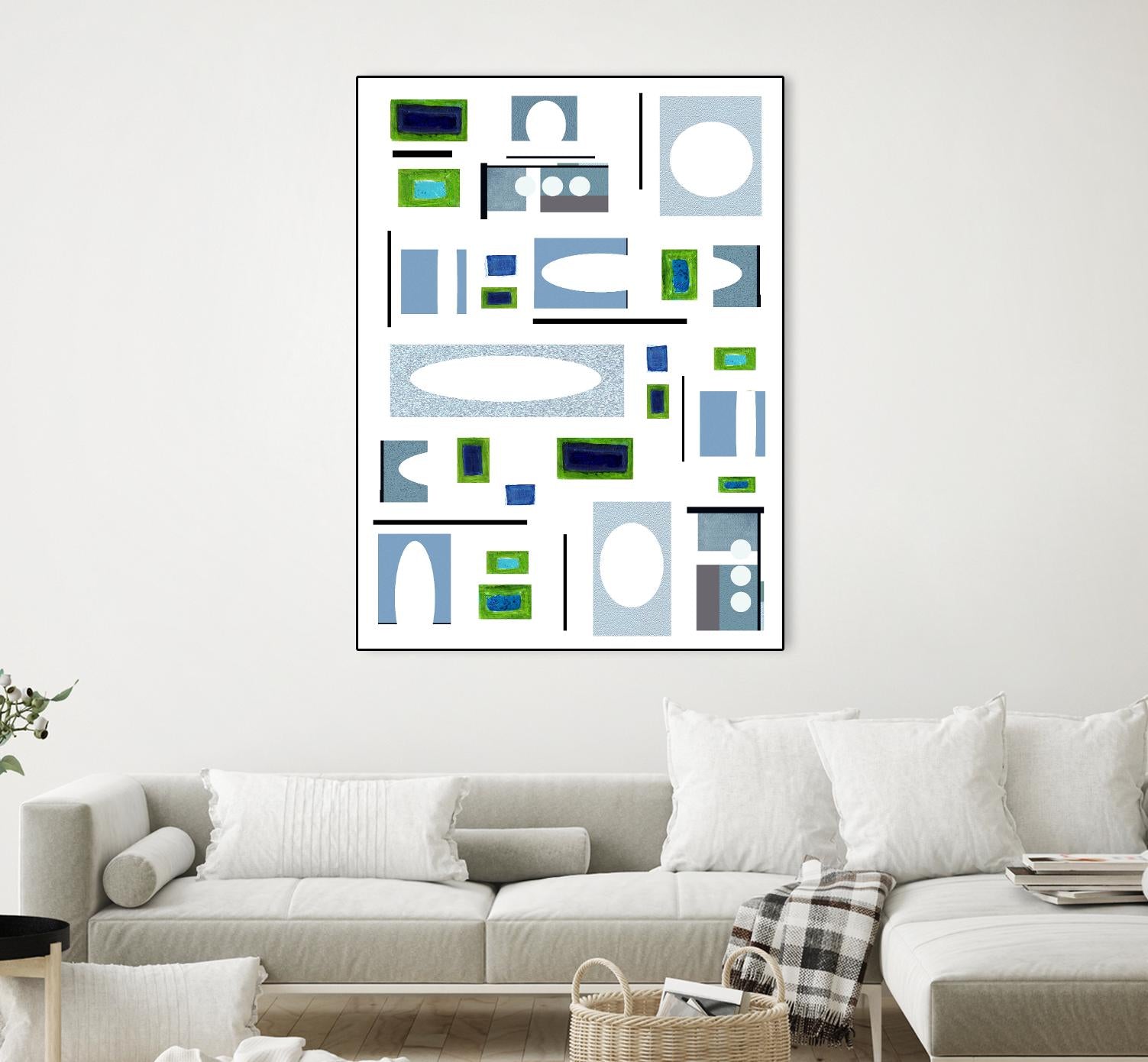 DottedLines by Lori Dubois on GIANT ART - green shapes black & white