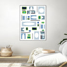 DottedLines by Lori Dubois on GIANT ART - green shapes black & white
