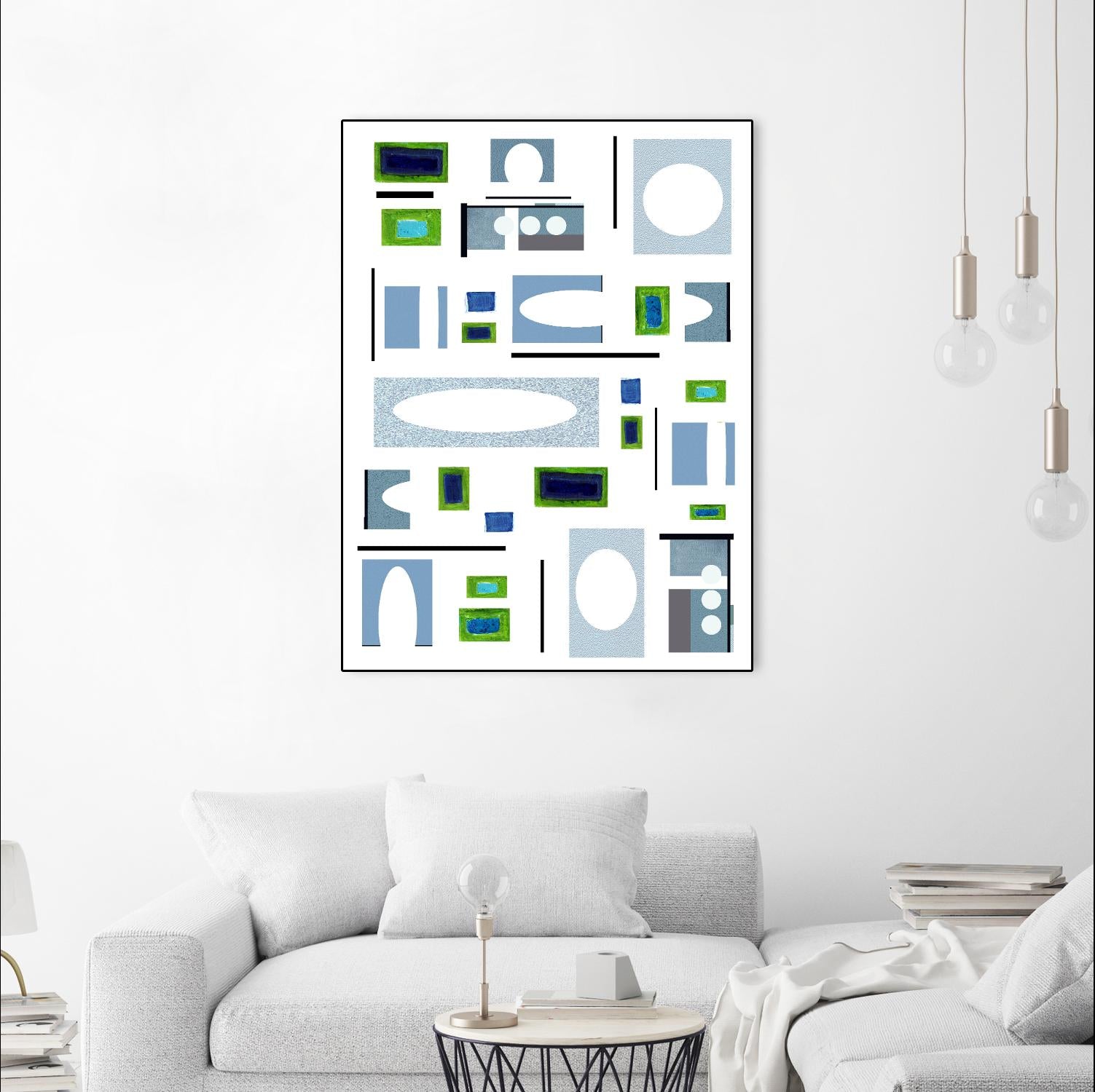 DottedLines by Lori Dubois on GIANT ART - green shapes black & white