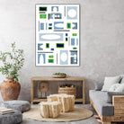 DottedLines by Lori Dubois on GIANT ART - green shapes black & white