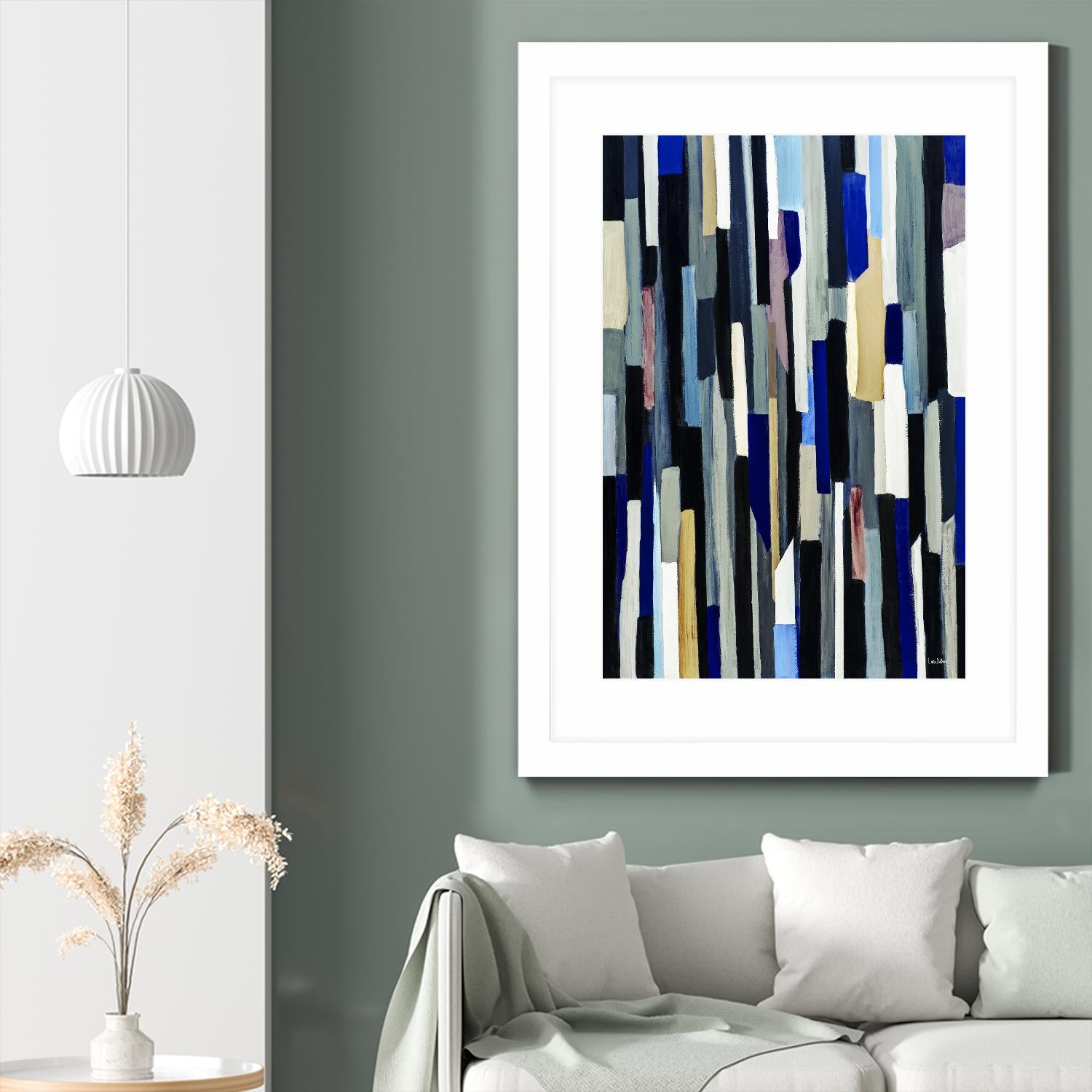 ModernDay by Lori Dubois on GIANT ART - blue linear lignes