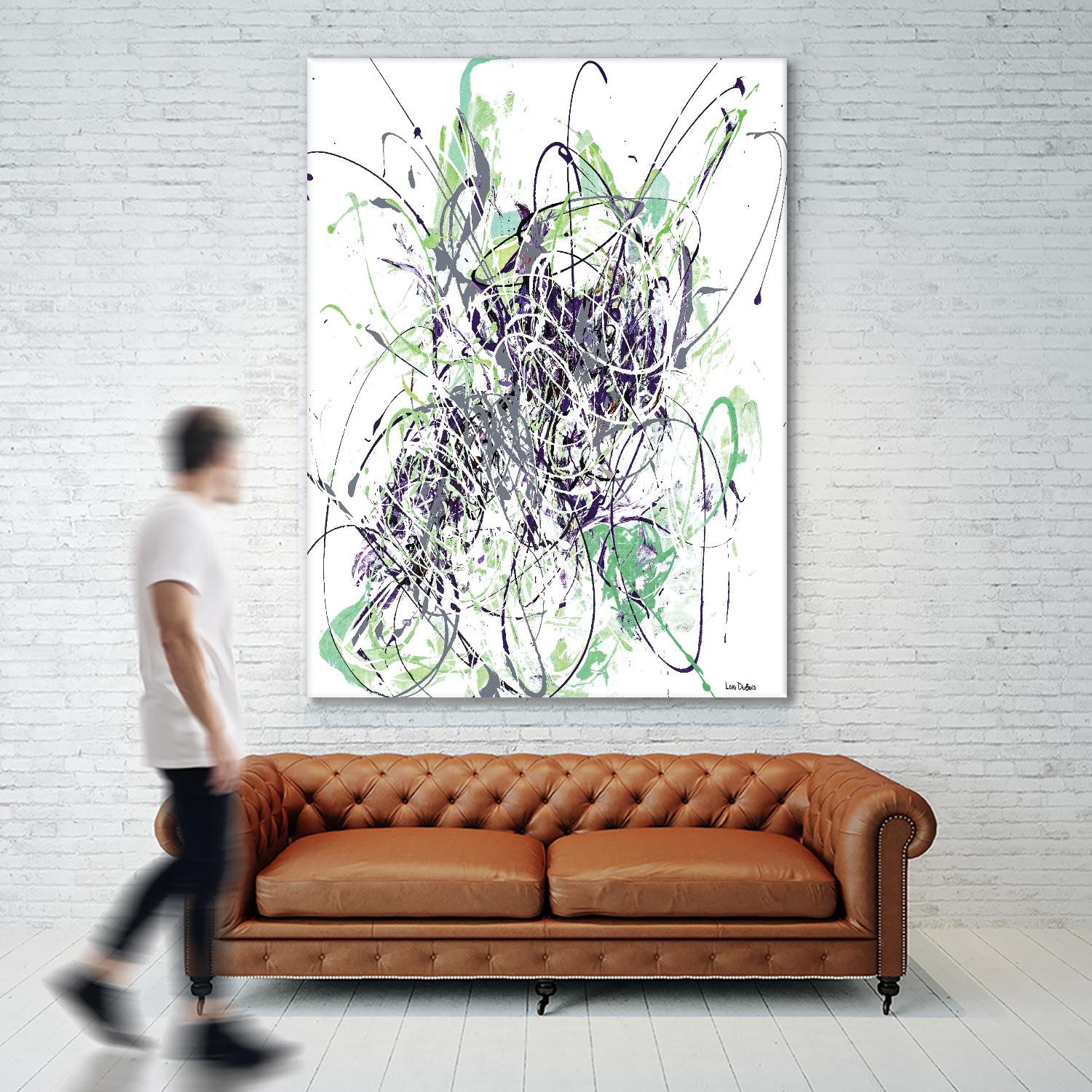 Jubilee - Light Teal - 2 by Lori Dubois on GIANT ART - green linear explosion