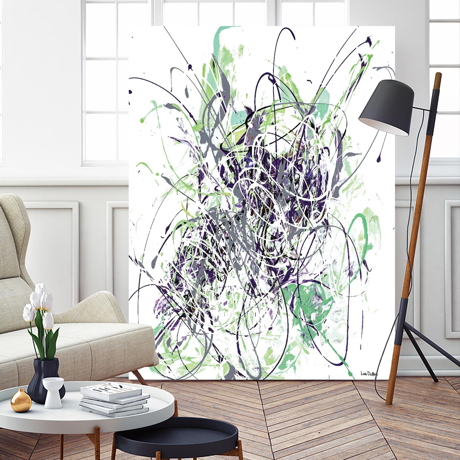 Jubilee - Light Teal - 2 by Lori Dubois on GIANT ART - green linear explosion