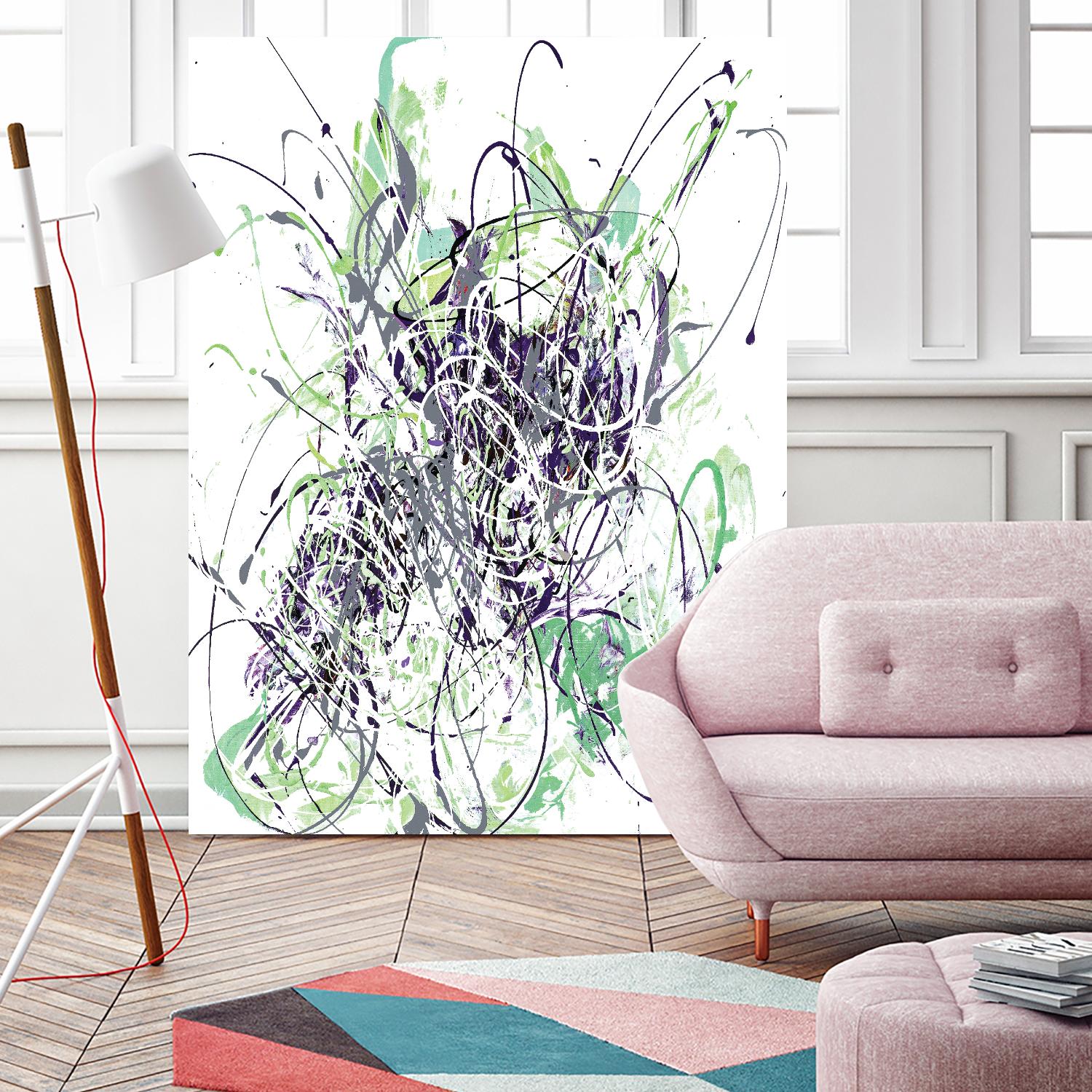 Jubilee - Light Teal - 2 by Lori Dubois on GIANT ART - green linear explosion