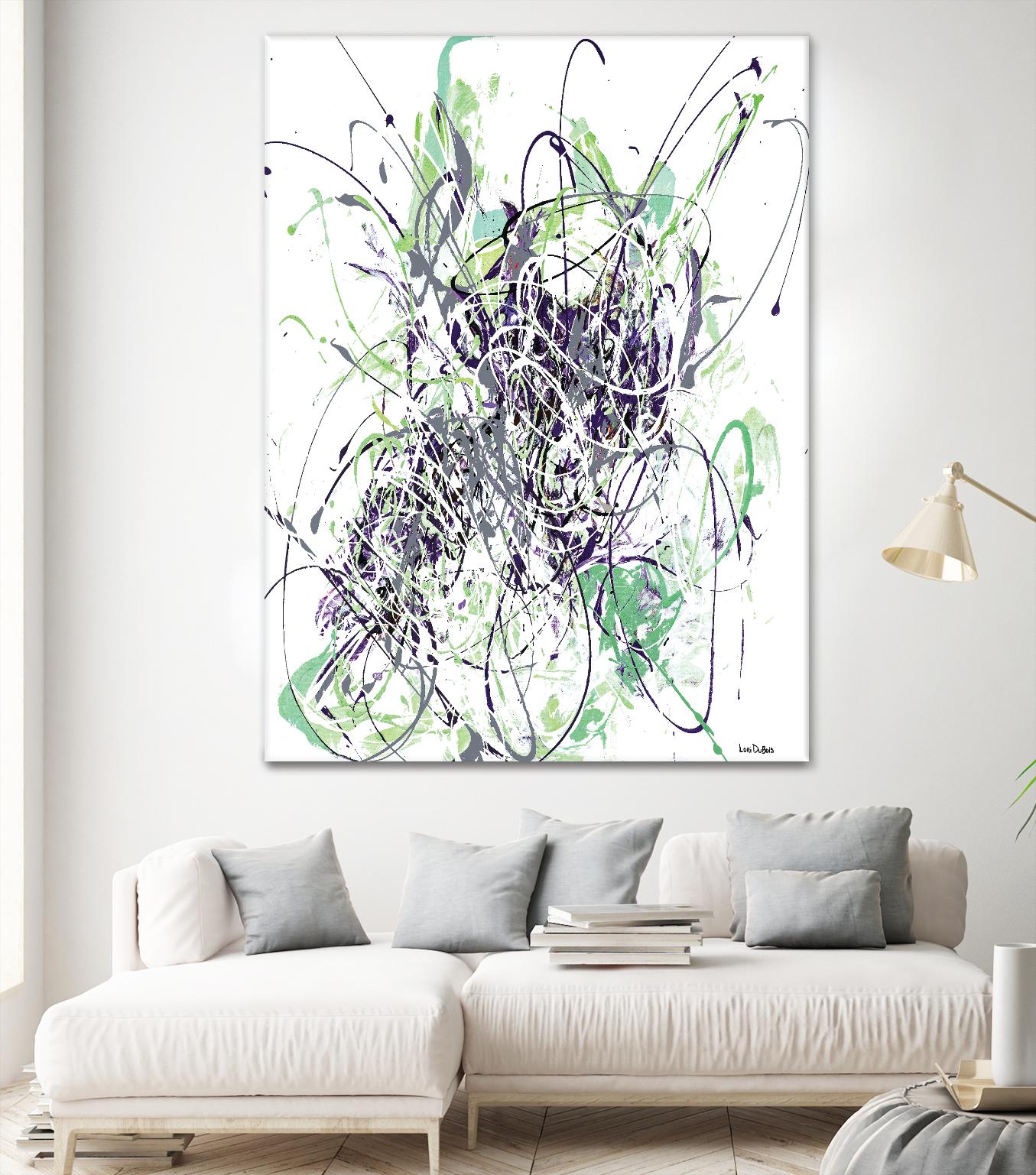 Jubilee - Light Teal - 2 by Lori Dubois on GIANT ART - green linear explosion